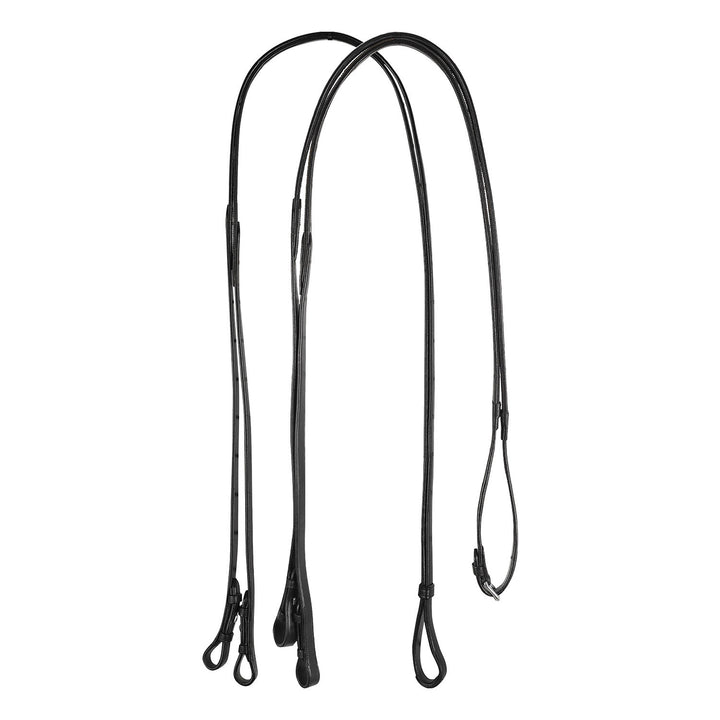 Dressage leather double reins BLACK
