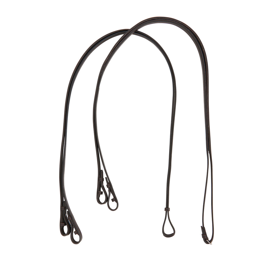 Dressage leather double reins DARK BROWN