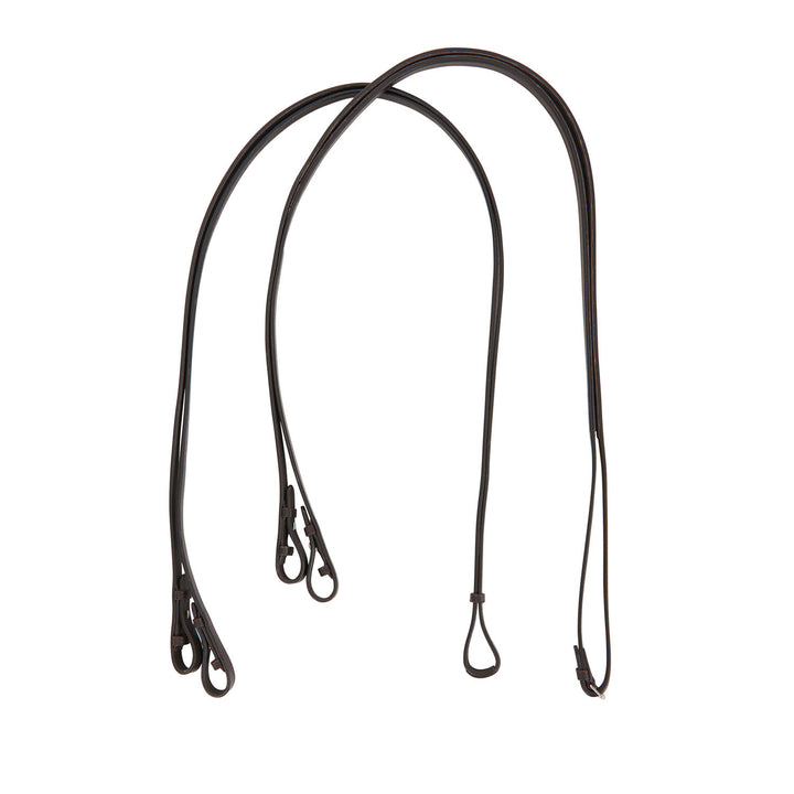 Dressage leather double reins DARK BROWN