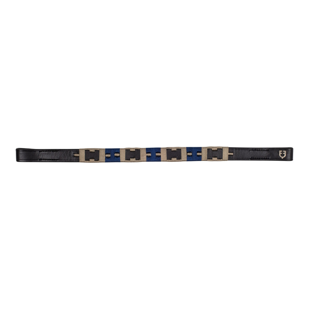 Leather browband with geometric pattern BLACK