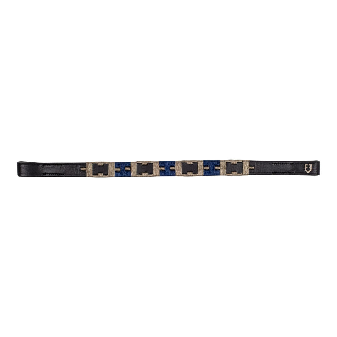Leather browband with geometric pattern BLACK