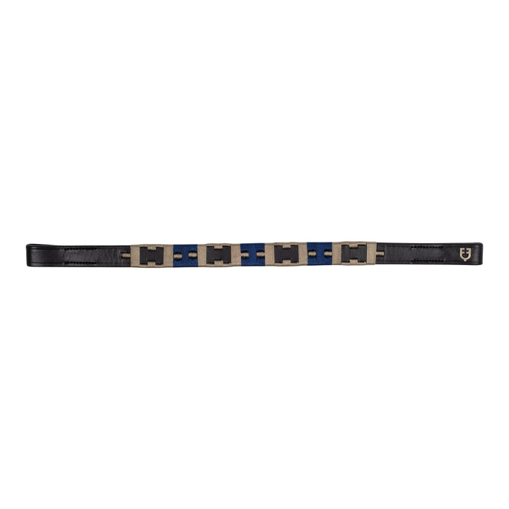 Leather browband with geometric pattern BLACK