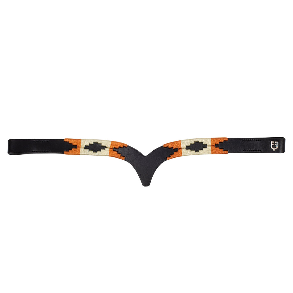 Leather browband with navajo decoration BLACK