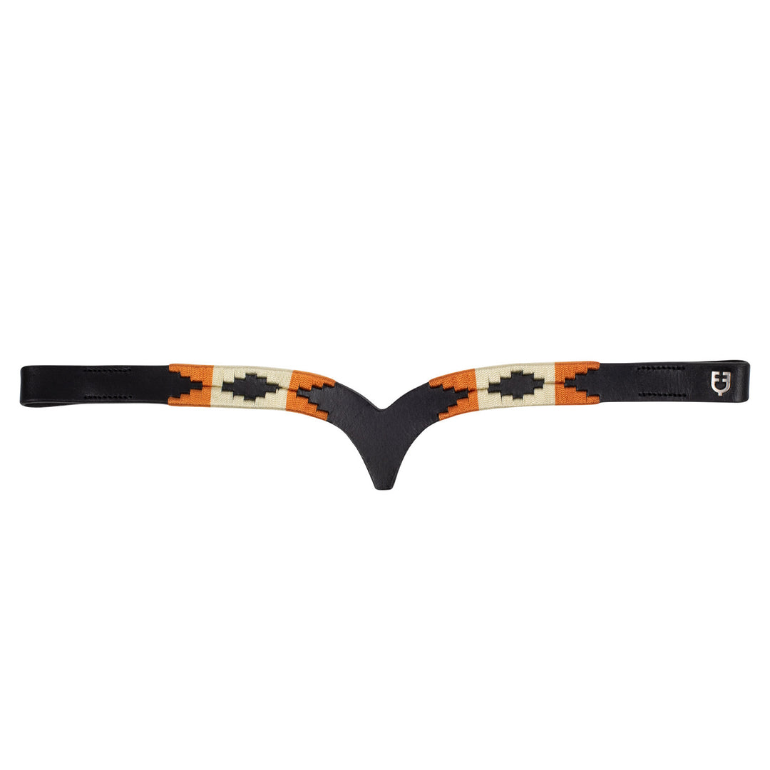 Leather browband with navajo decoration BLACK