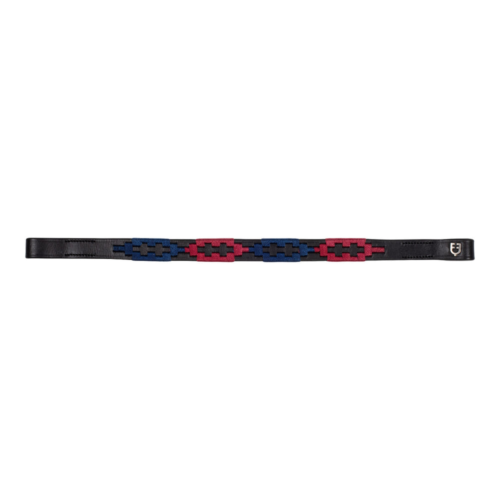 Leather browband with two-tone decorations BLACK