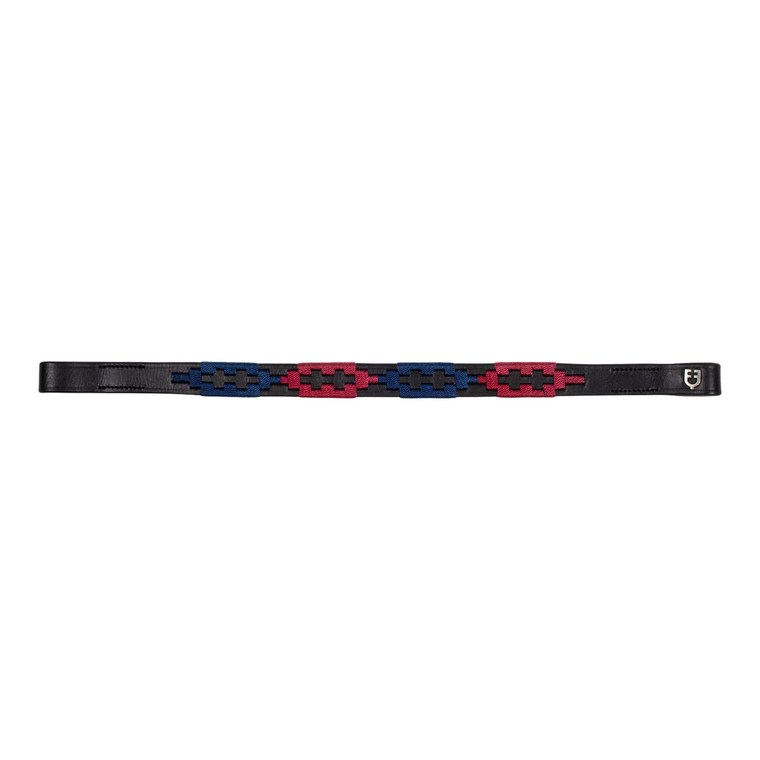 Leather browband with two-tone decorations BLACK