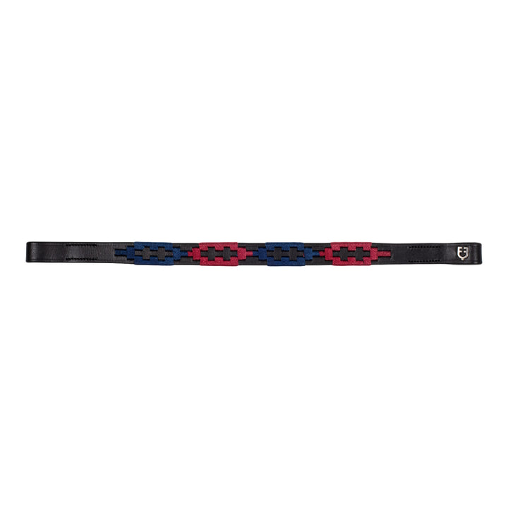 Leather browband with two-tone decorations BLACK