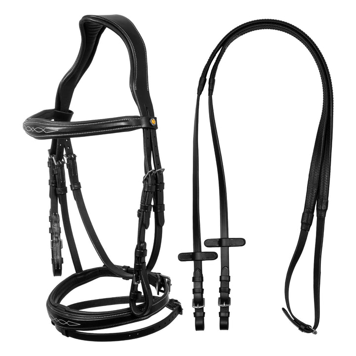 Bridle in soft stitched leather BLACK
