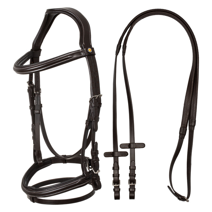 Raised and padded anatomical bridle DARK BROWN