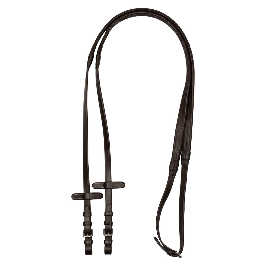 Leather and rubber reins DARK BROWN