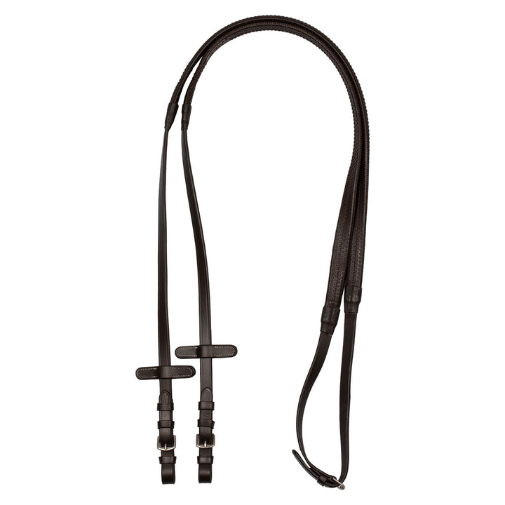 Leather and rubber reins DARK BROWN