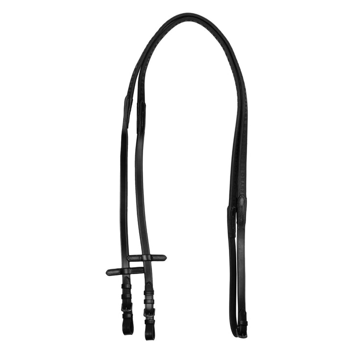 Leather and rubber reins black fitting BLACK