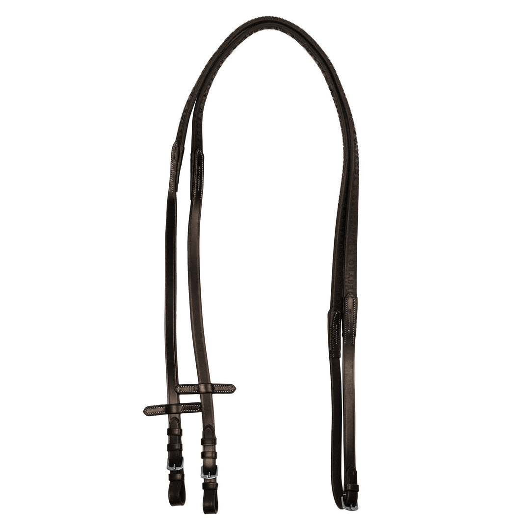 Solid lettering grip rubber reins silver fitt DARK BROWN