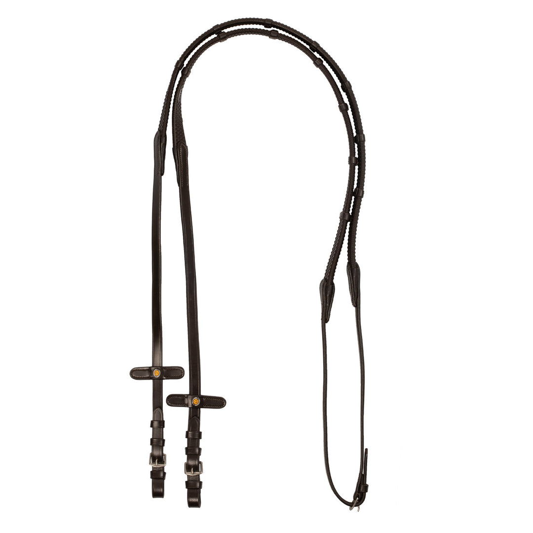 EVENTA RUBBER REINS WITH STOPPER DARK BROWN