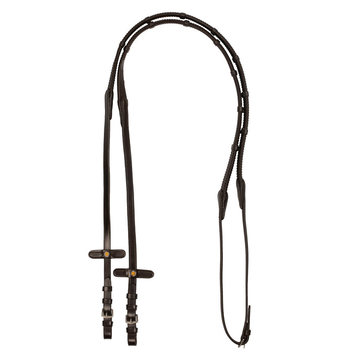 EVENTA RUBBER REINS WITH STOPPER DARK BROWN