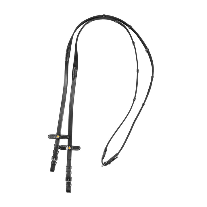Leather Reins with Webbing Strap BLACK