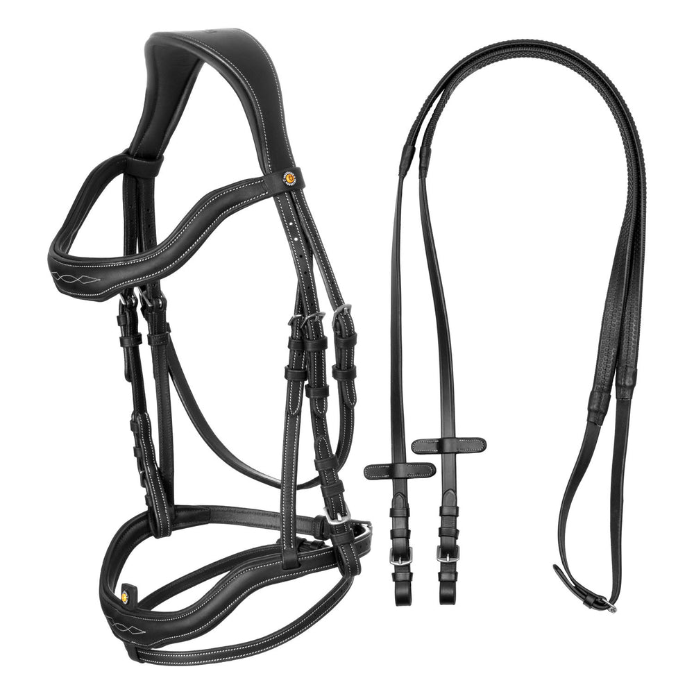 Soft leather stitched bridle BLACK