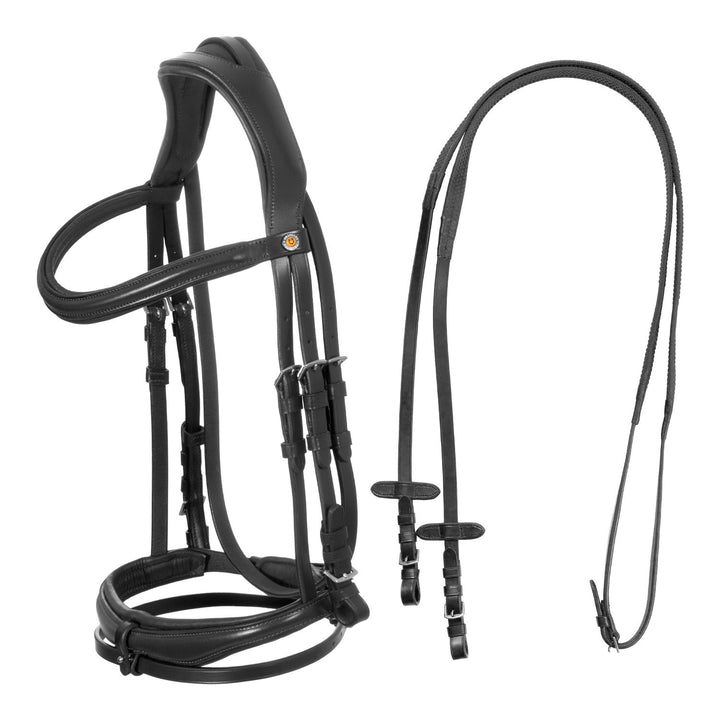 English bridle with anatomical noseband BLACK