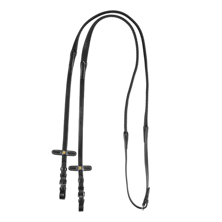 Leather reins with rubber grip BLACK