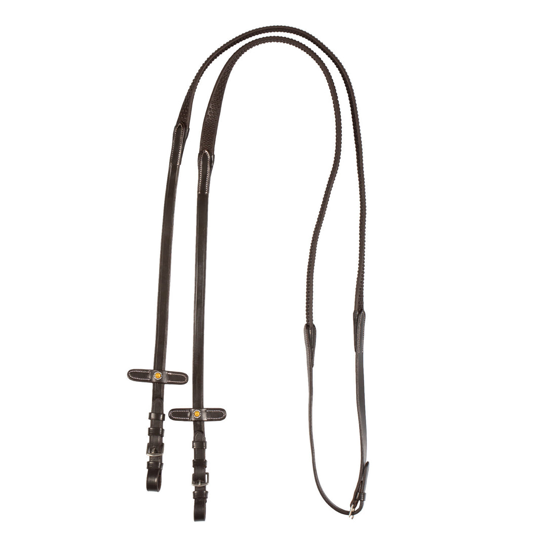 Leather reins with rubber grip