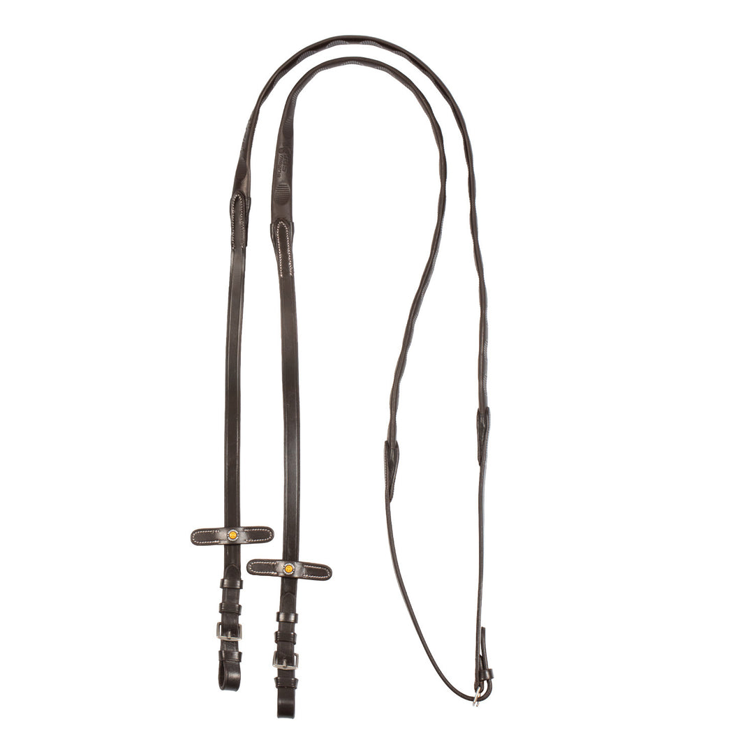 Leather magna reins with rubber grip BROWN