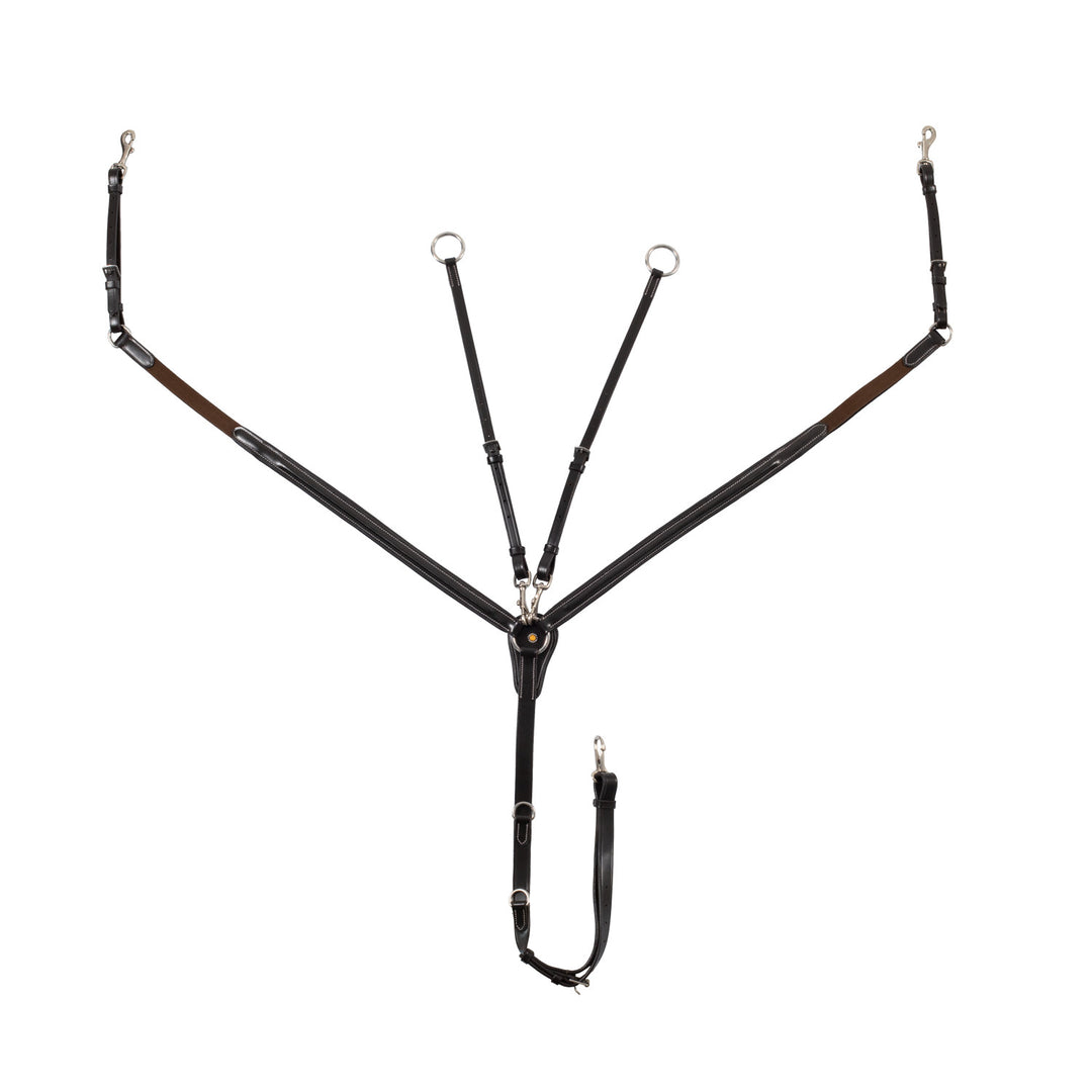 LEATHER BREASTPLATE WITH ELASTIC INSERTS &amp; REMOVABLE MARTINGALE