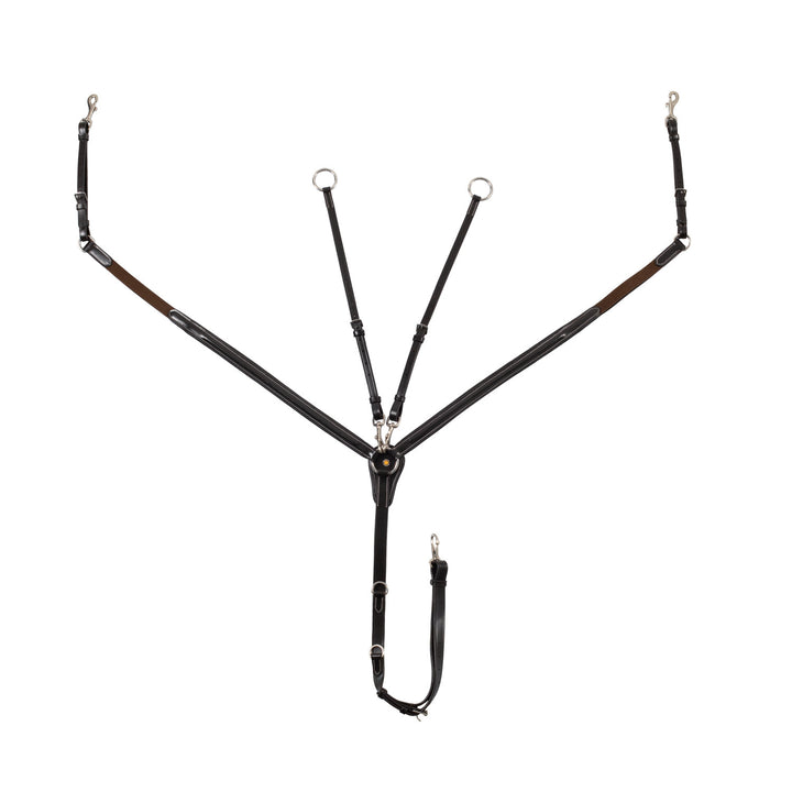 LEATHER BREASTPLATE WITH ELASTIC INSERTS &amp; REMOVABLE MARTINGALE