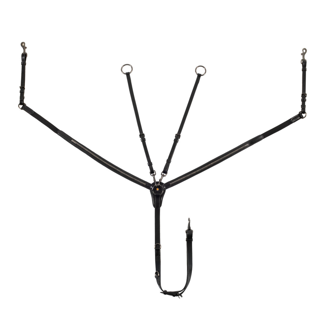 Tanned leather fork breastplate with black cl BLACK