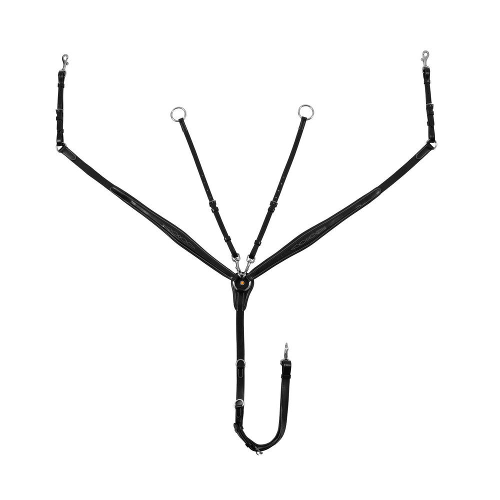 Tanned leather fork breastplate with embroide DARK BROWN
