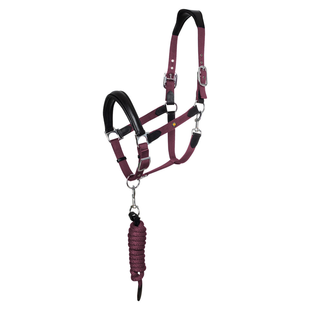 ERGONOMIC HALTER WITH LEATHER INSERTS BLACK/BURGUNDY