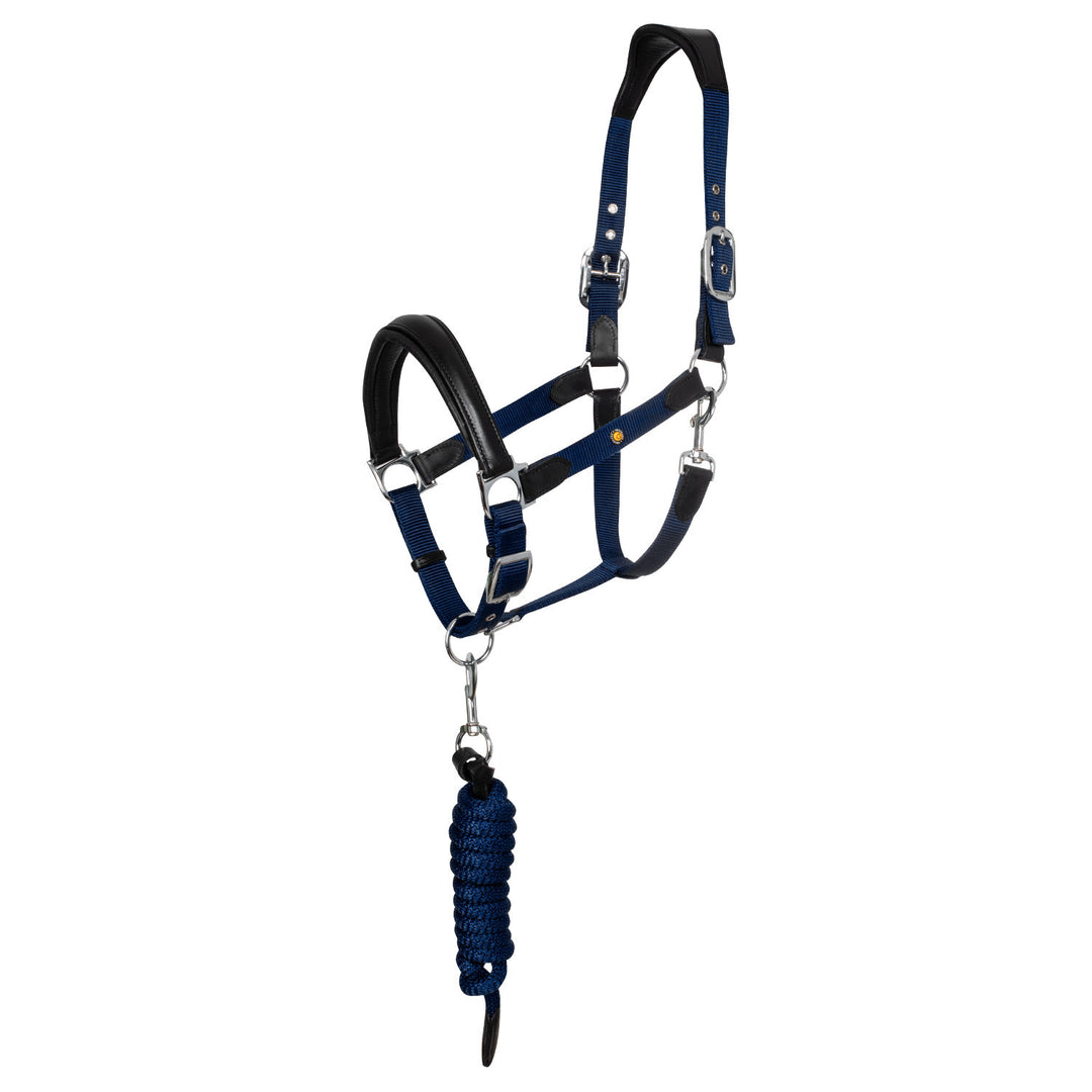 ERGONOMIC HALTER WITH LEATHER INSERTS BLACK/NAVY