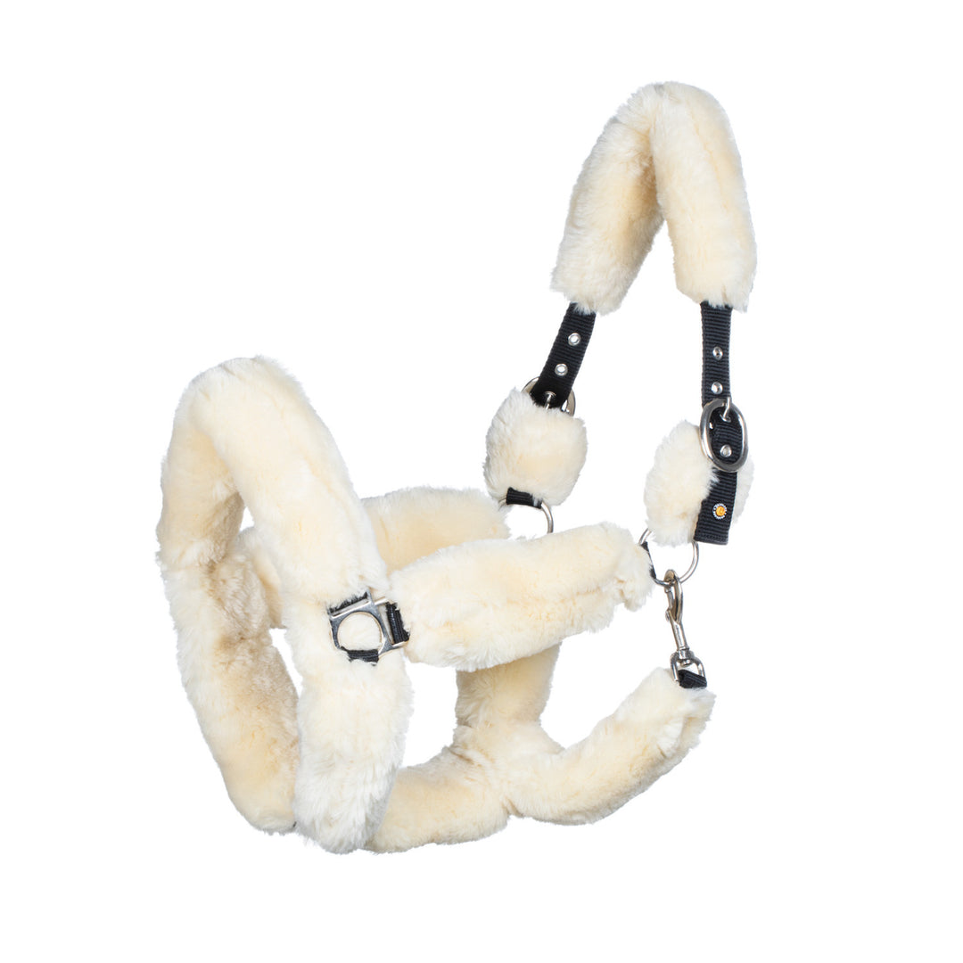 Polypropilene halter with faux sheepskin coat BLACK/WHITE
