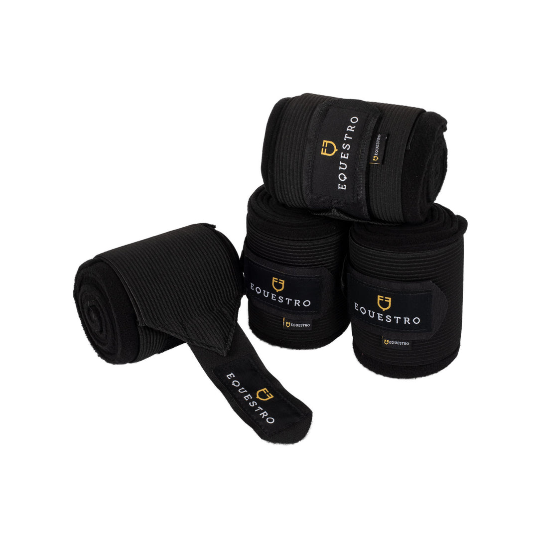 Breathable fleece bandages with elastic BLACK