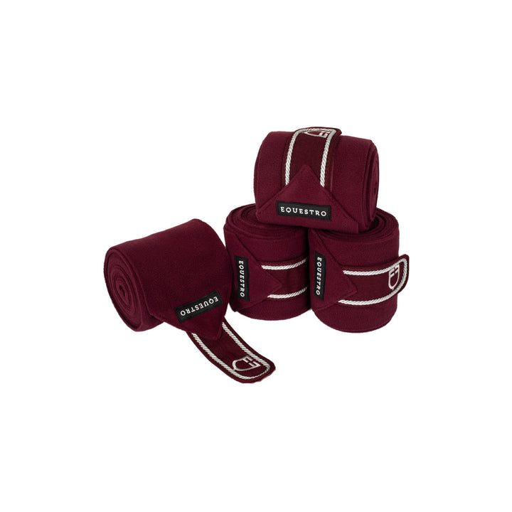 Fleece pony bandages with embroidered logo BURGUNDY