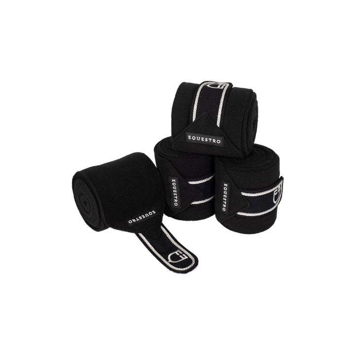 Fleece pony bandages with embroidered logo BLACK