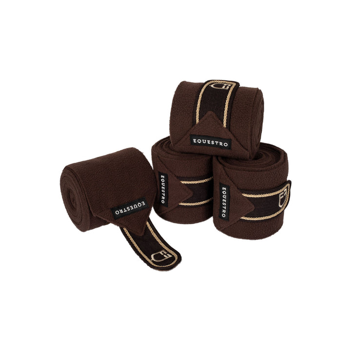 Fleece pony bandages with embroidered logo BROWN