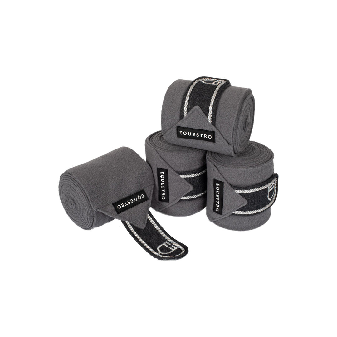 Fleece pony bandages with embroidered logo GREY