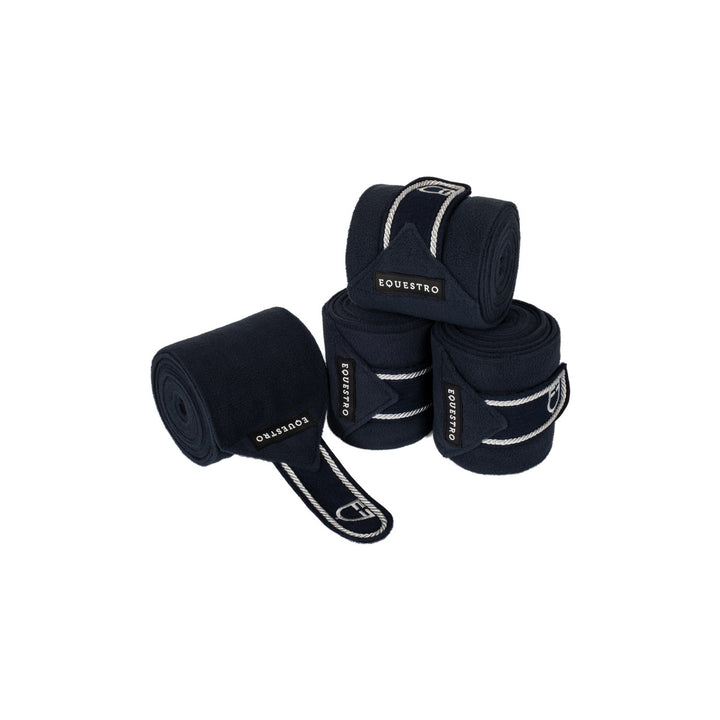 Fleece pony bandages with embroidered logo NAVY
