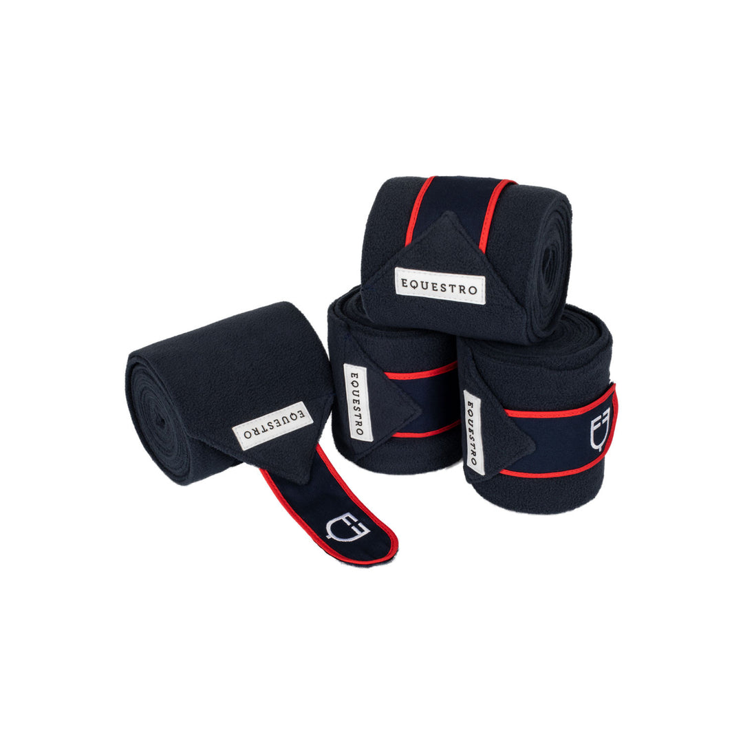 Breathable fleece pony bandages NAVY/RED
