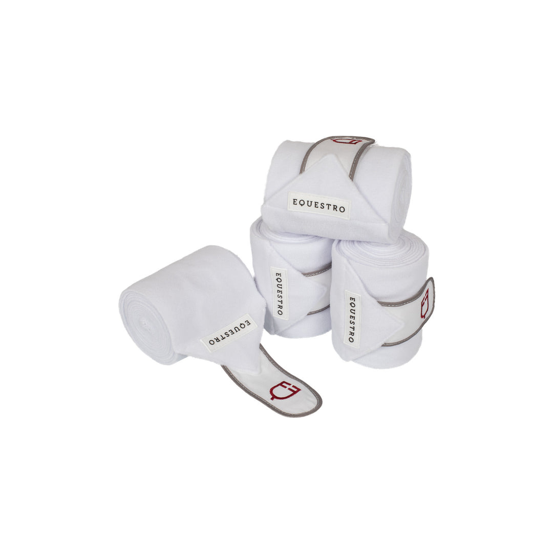 Breathable fleece pony bandages WHITE/RED/GREY