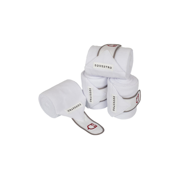 Breathable fleece pony bandages WHITE/RED/GREY