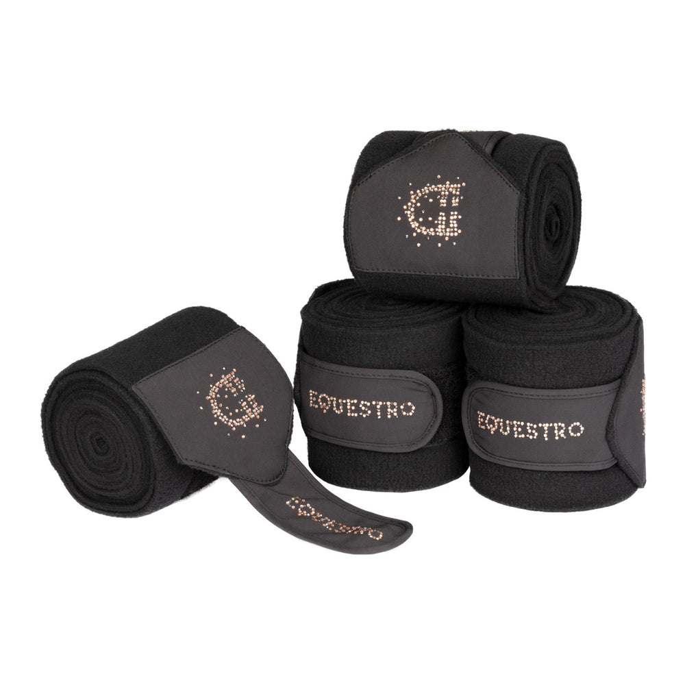 Fleece bandages with rhinestone logo BLACK
