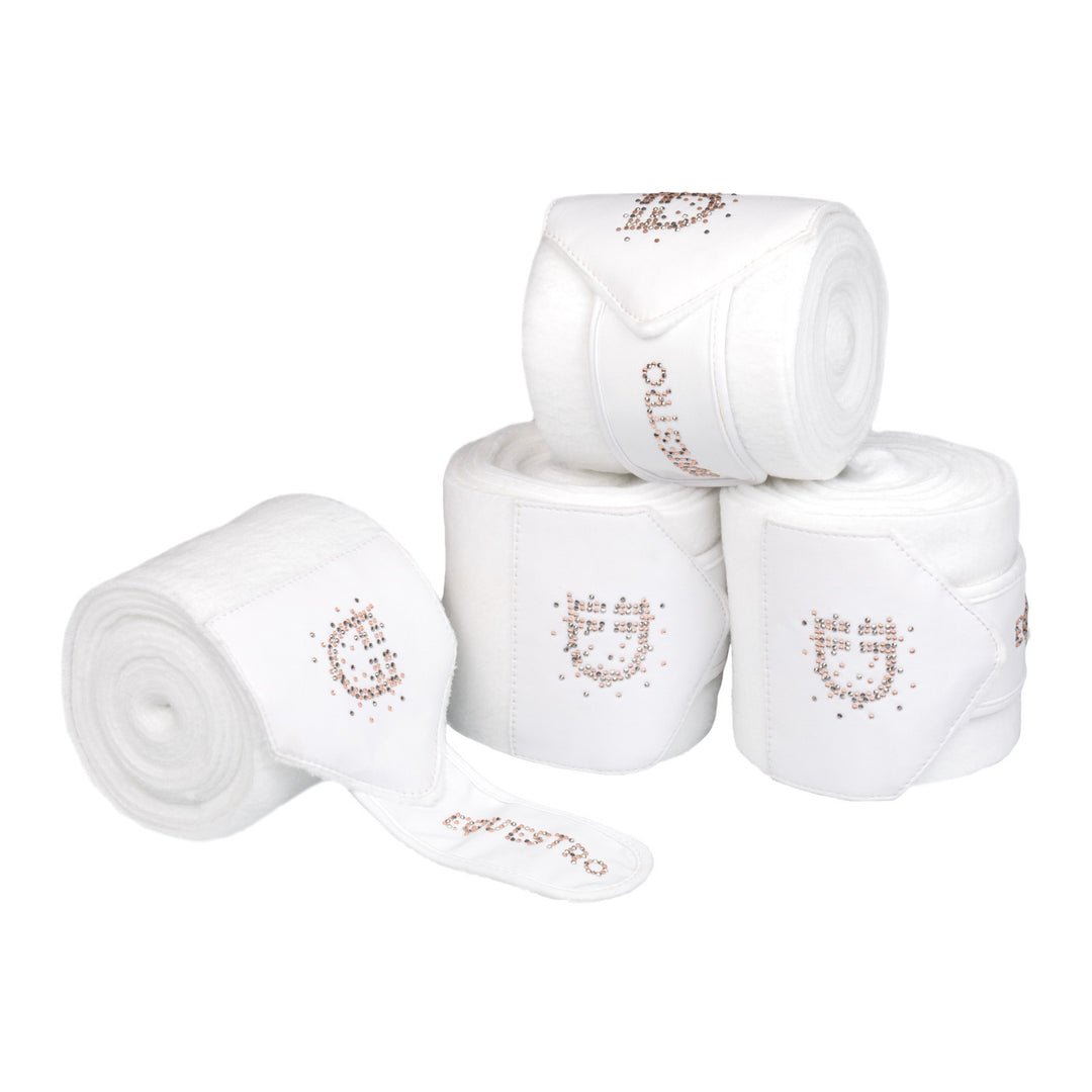 Fleece bandages with rhinestone logo WHITE
