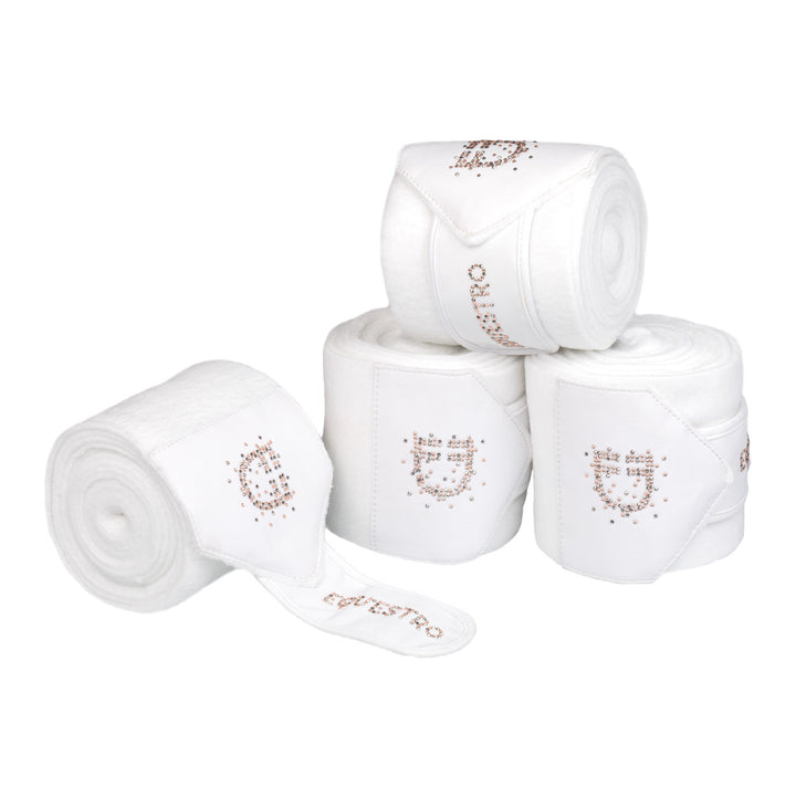 Fleece bandages with rhinestone logo WHITE
