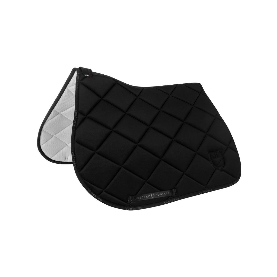 Jumping saddle pad technical fabric with logo BLACK/BLACK