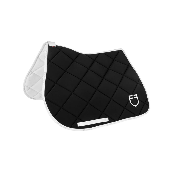 Jumping saddle pad technical fabric with logo BLACK/WHITE