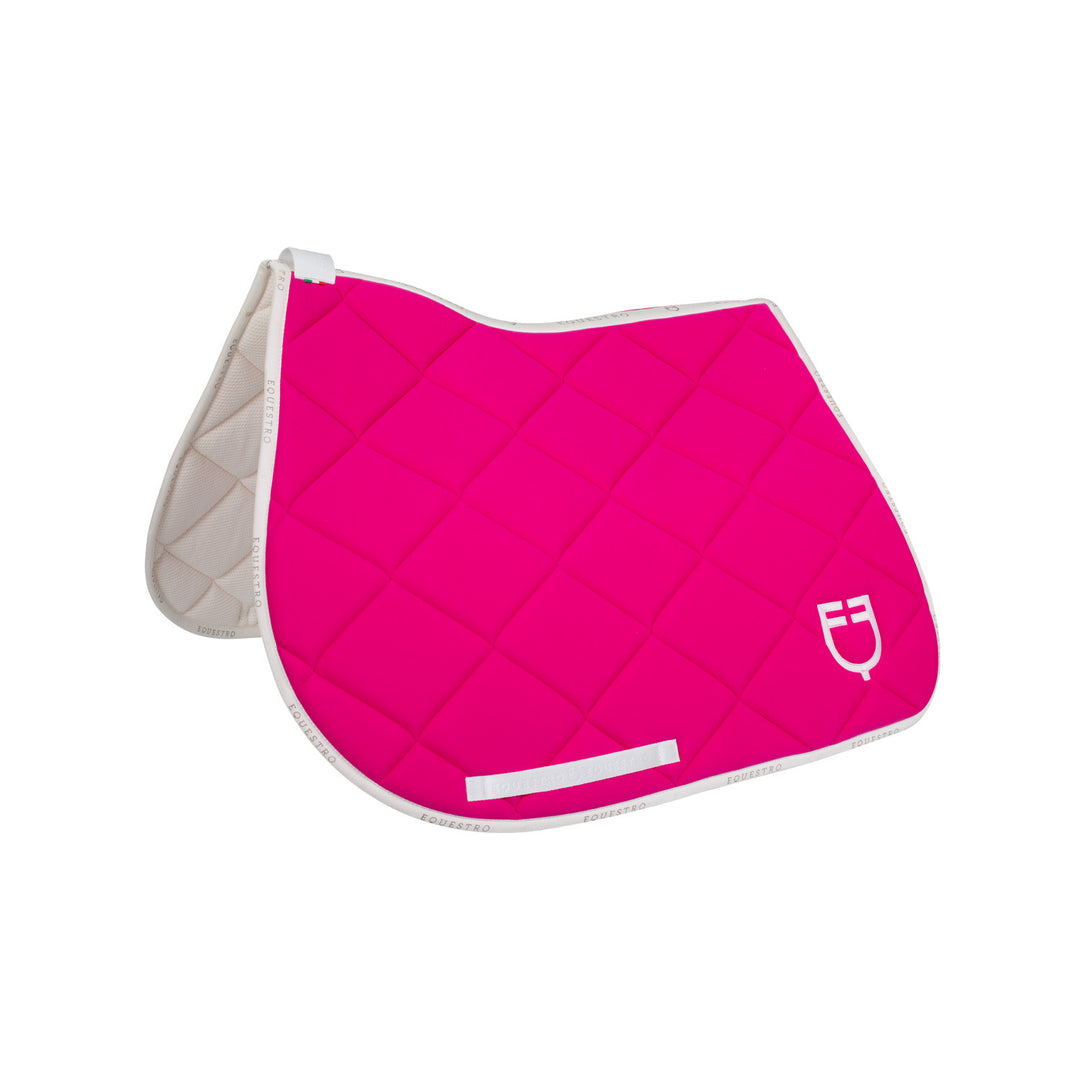 Jumping saddle pad technical fabric with logo FUCSIA/WHITE