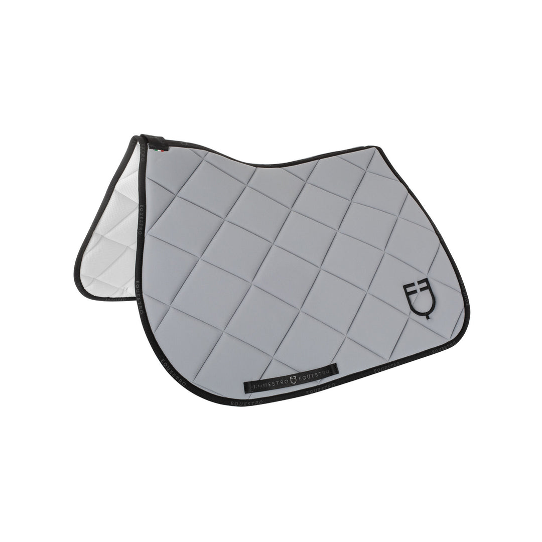 Jumping saddle pad technical fabric with logo GREY/BLACK
