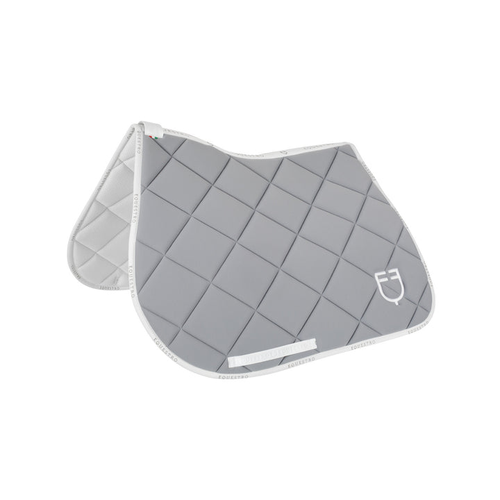 Jumping saddle pad technical fabric with logo GREY/WHITE