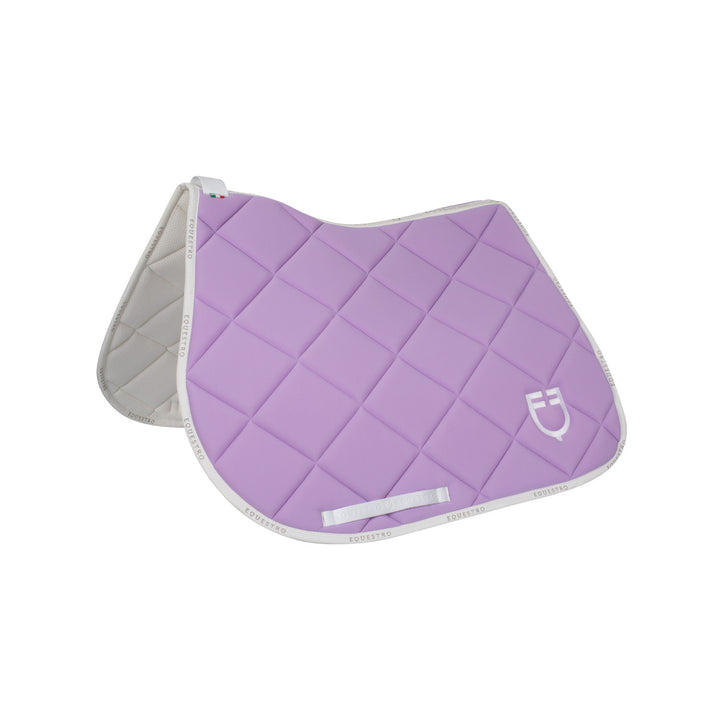 Jumping saddle pad technical fabric with logo LILLA/WHITE